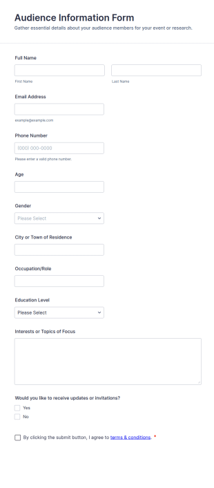 Audience Information Form Template
