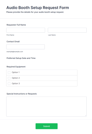 Audio Booth Setup Request Form Template