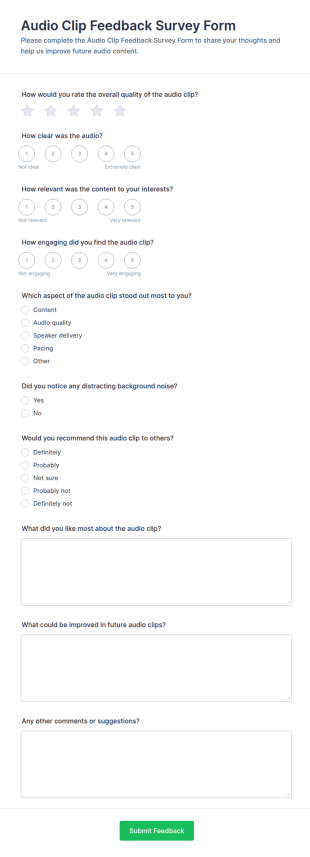 Audio Clip Feedback Survey Form Template