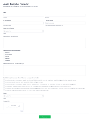 Audio Freigabe Formular