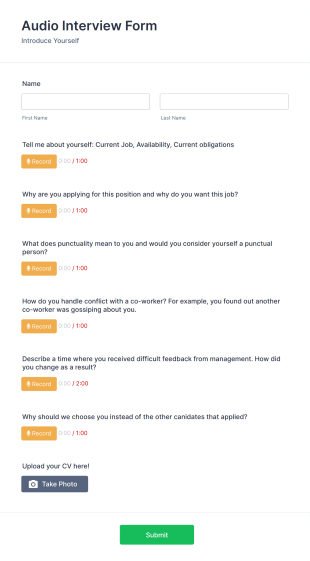 Audio Interview Form Template