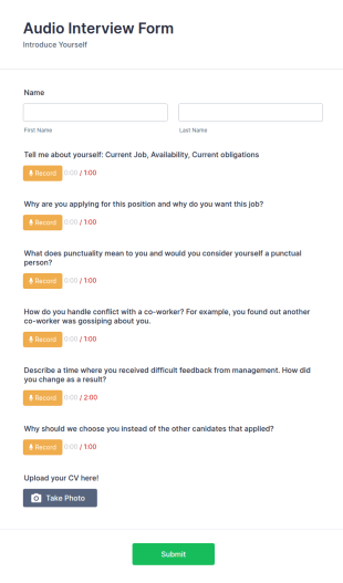Audio Interview Form Template