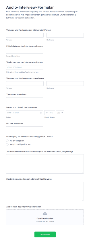 Audio Interview Formular