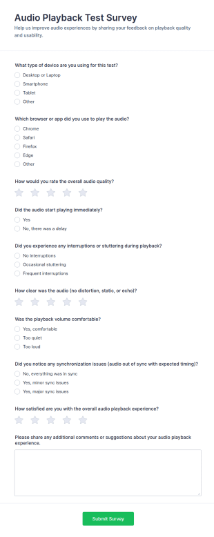 Audio Playback Test Survey Form Template