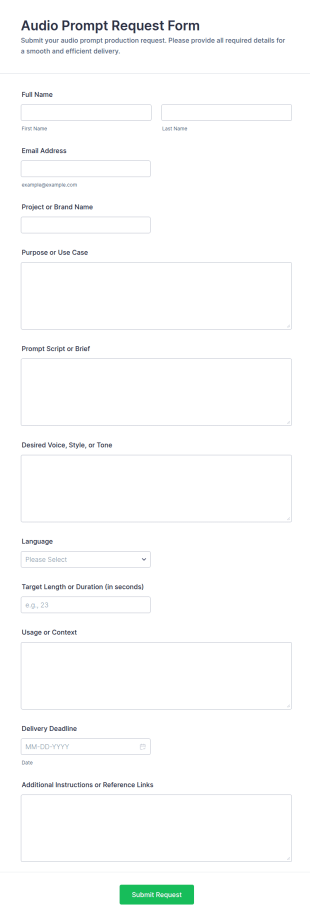 Audio Prompt Request Form Template