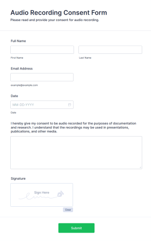 Audio Recording Consent Form Template