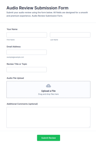 Audio Review Submission Form Template