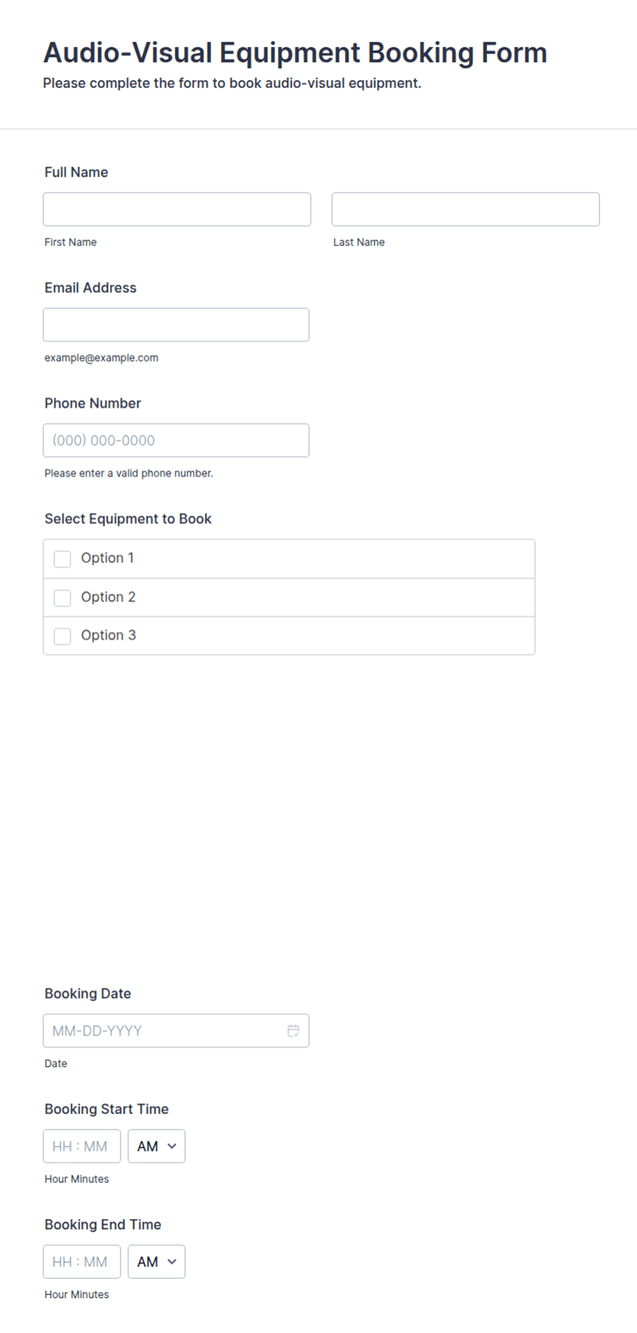 Audio-Visual Equipment Booking Form Template | Jotform