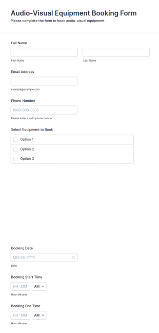Audio Visual Equipment Booking Form Template
