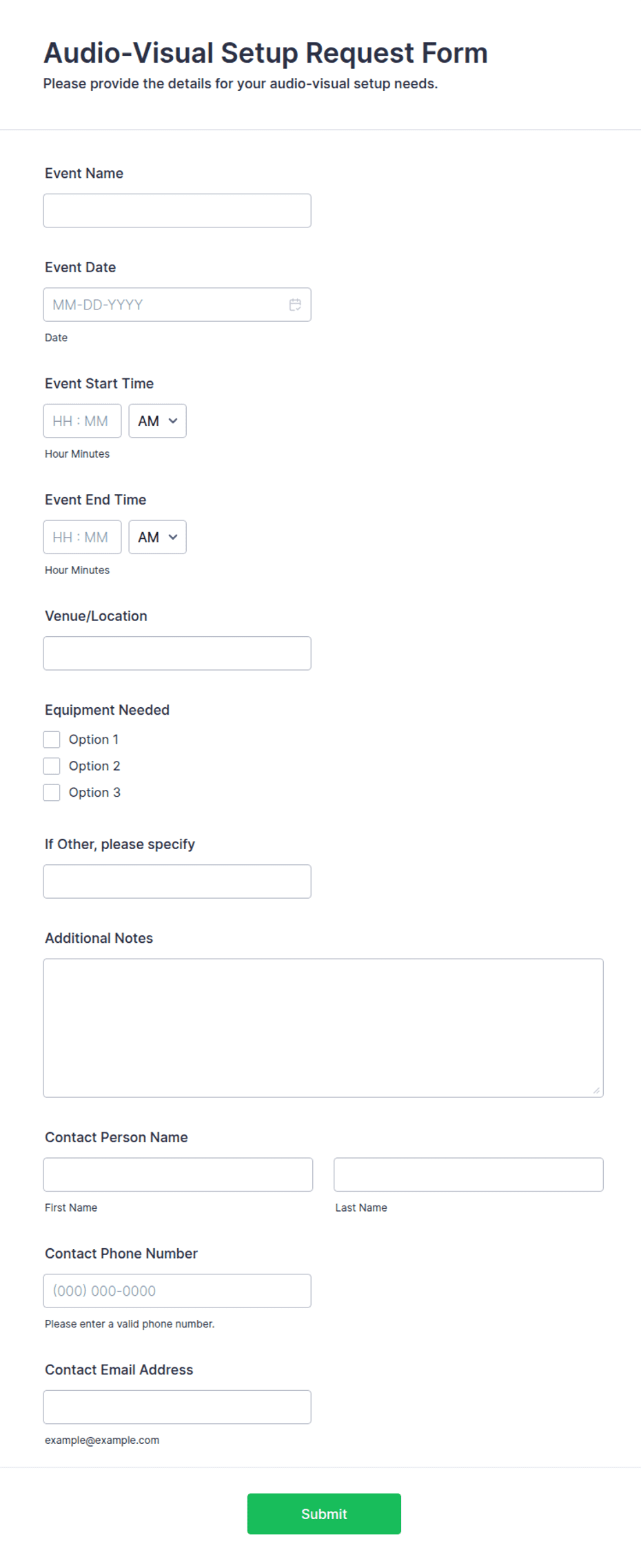 Audio-Visual Setup Request Form Template | Jotform