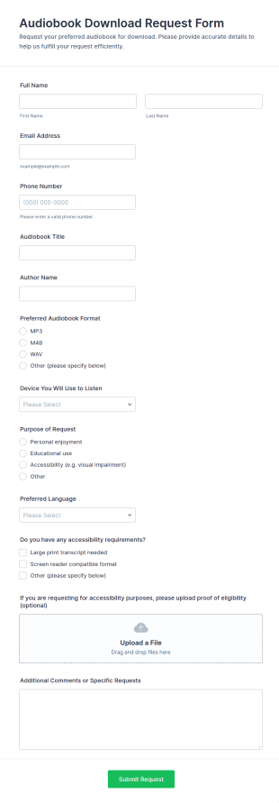 Audiobook Download Request Form Template
