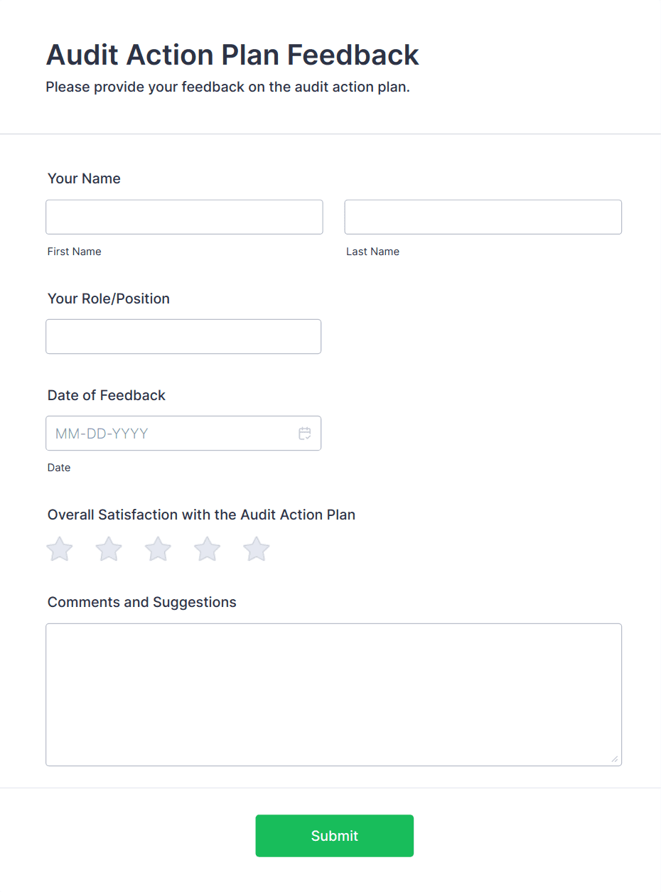 Audit Action Plan Feedback Form Template | Jotform