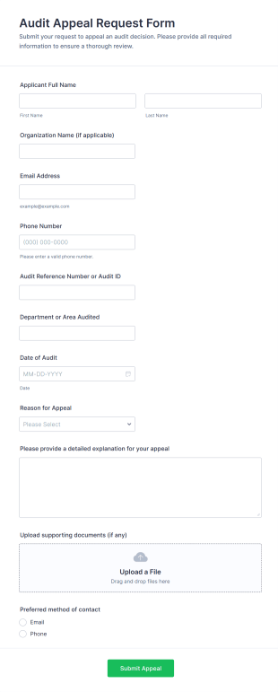 Audit Appeal Request Form Template