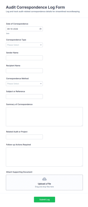 Audit Correspondence Log Form Template
