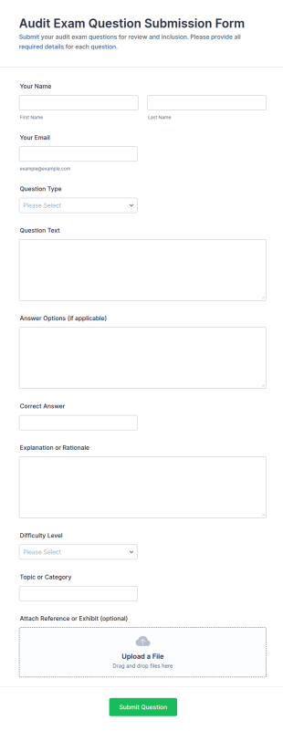 Audit Exam Question Submission Form Template