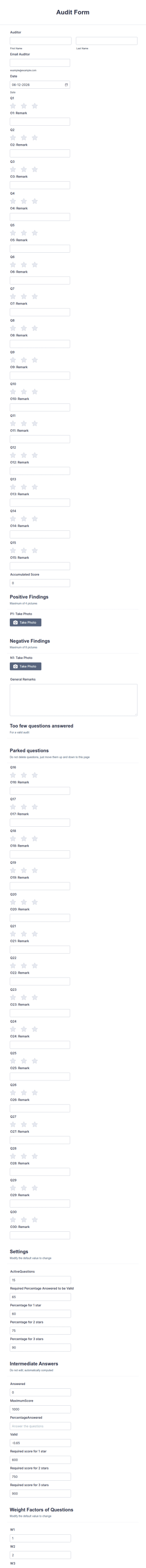 Audit Form Template