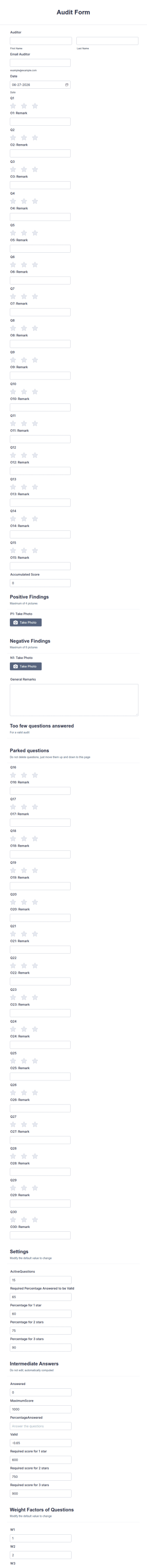 Audit Form Template