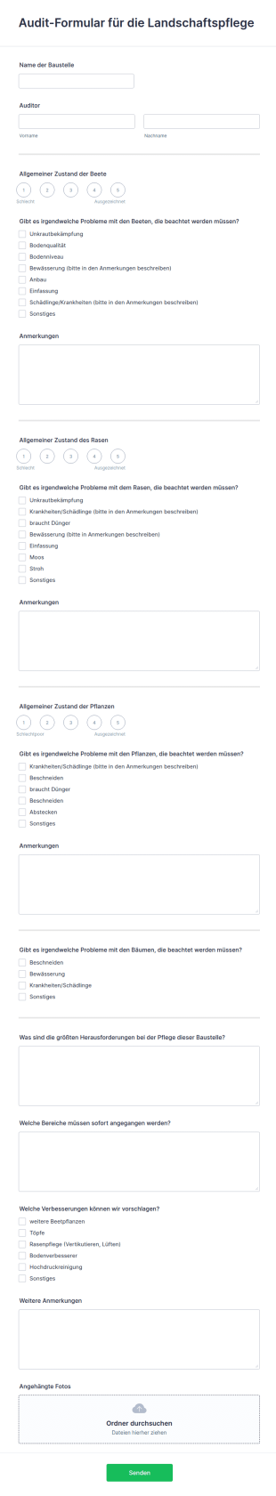 Audit Formular Für Die Landschaftspflege