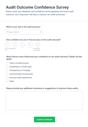 Audit Outcome Confidence Survey Form Template