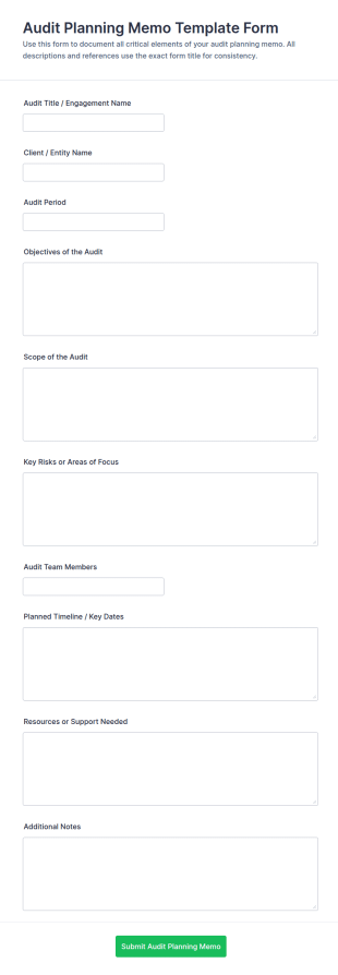 Audit Planning Memo Form Template