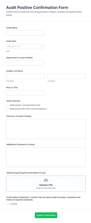 Audit Positive Confirmation Form Template