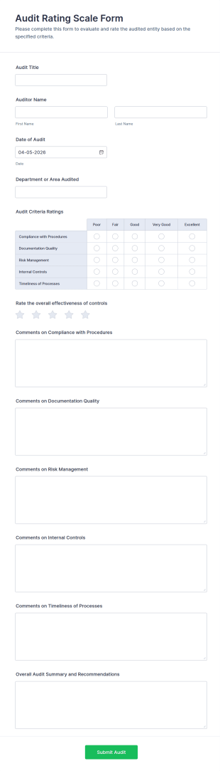 Audit Rating Scale Form Template