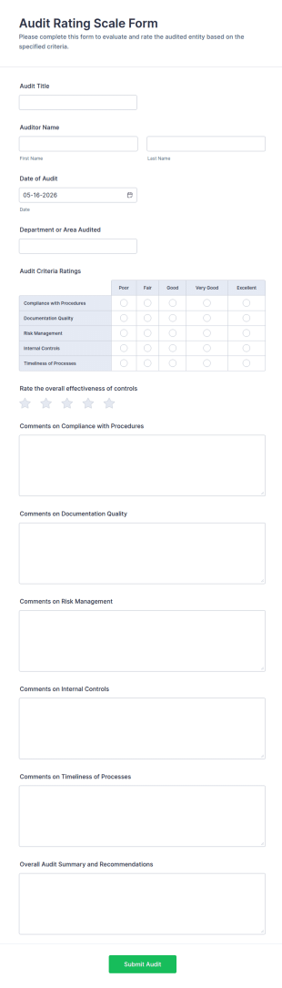 Audit Rating Scale Form Template