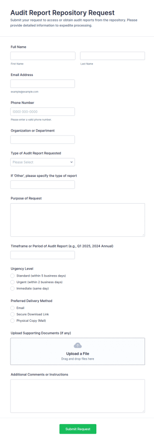 Audit Report Repository Request Form Template