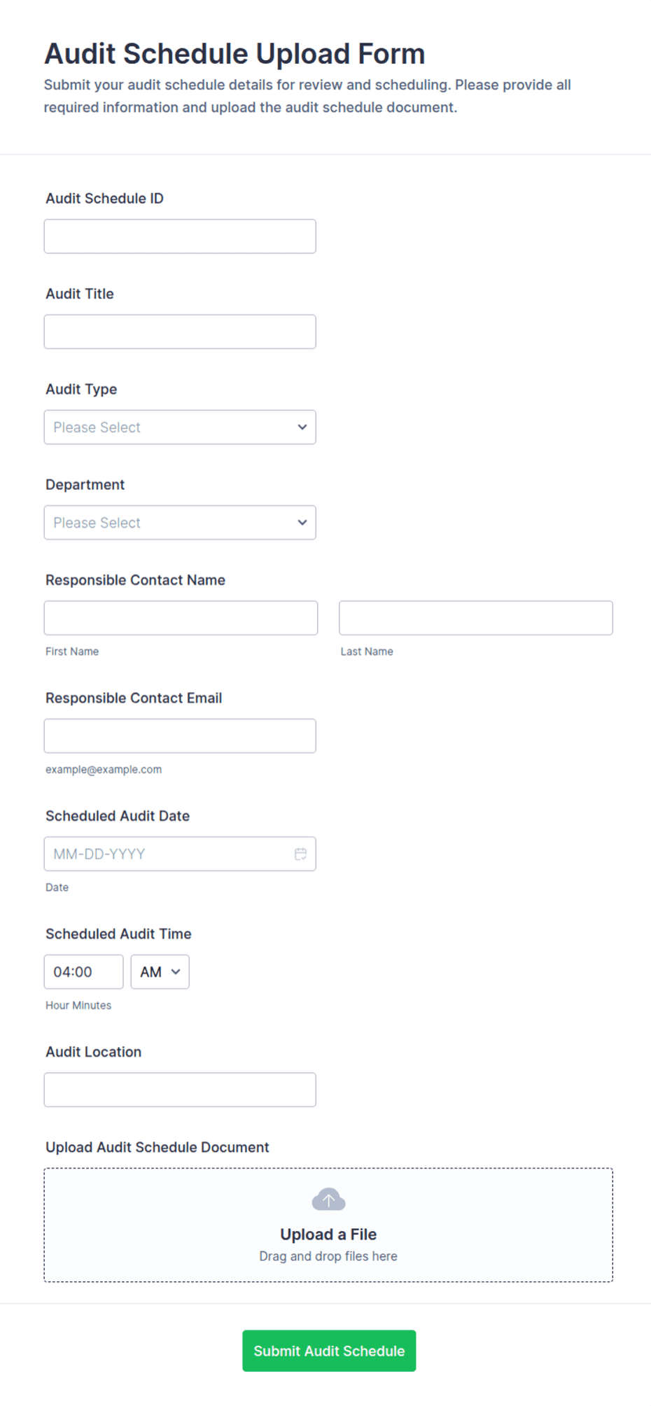 Audit Schedule Upload Form Template | Jotform