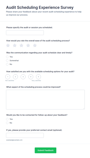 Audit Scheduling Experience Survey Form Template