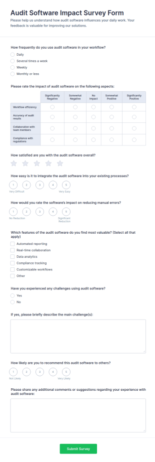 Audit Software Impact Survey Form Template
