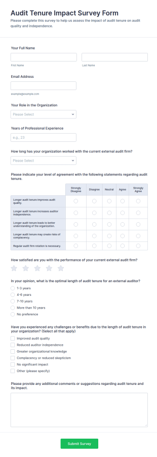 Audit Tenure Impact Survey Form Template