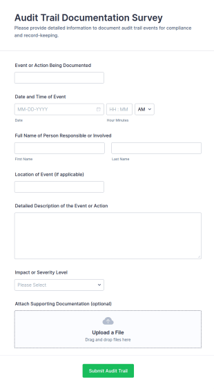 Audit Trail Documentation Survey Form Template
