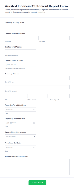 Audited Financial Statement Report Form Template