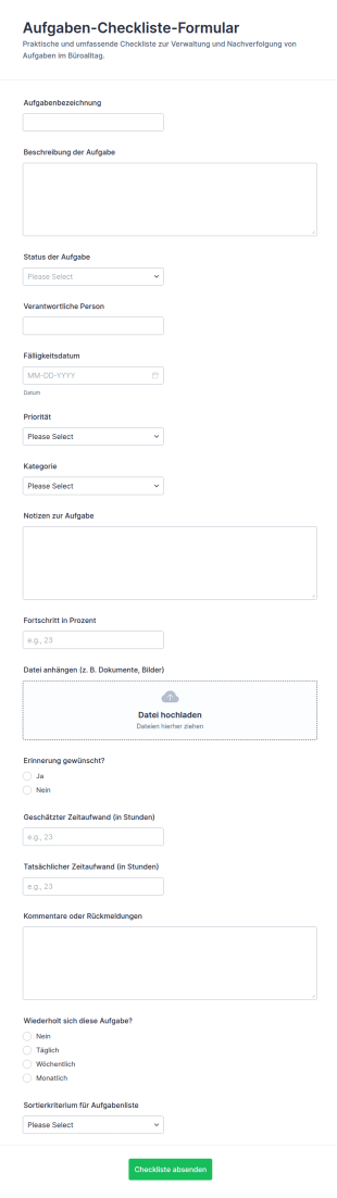 Aufgaben Checkliste
