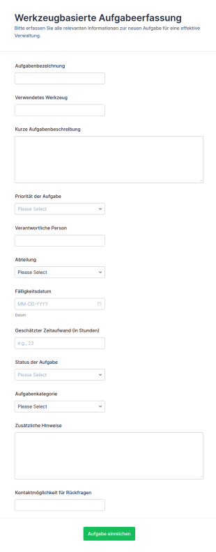 Aufgaben Erfassungsformular