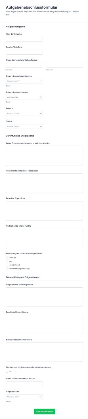 Aufgabenabschluss Checkliste