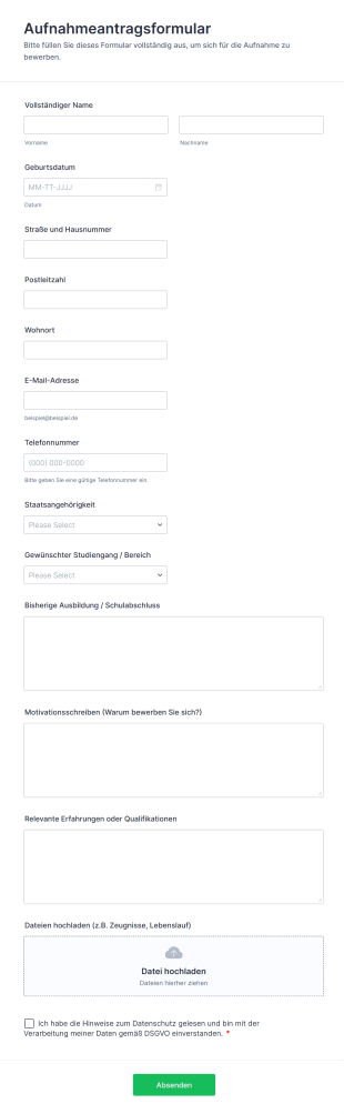 Aufnahmeantragsformular