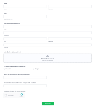 Auftragnehmer Bewerbungsformular Form Template