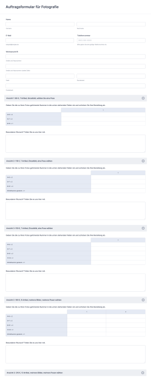 Auftragsformular Für Fotografie Form Template