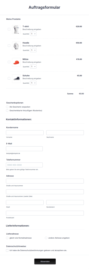 Auftragsformular