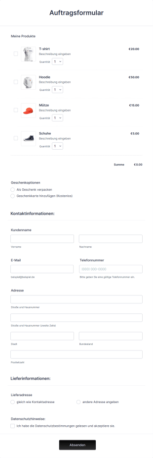 Auftragsformular