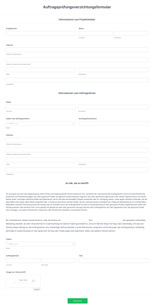 Auftragsprüfungsverzichtungsformular