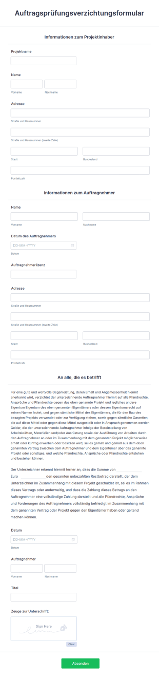 Auftragsprüfungsverzichtungsformular
