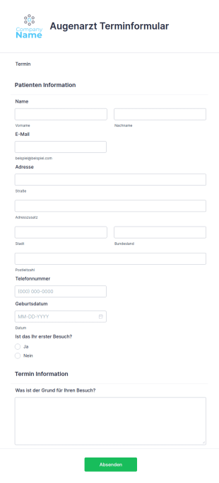 Augenarzt Terminformular
