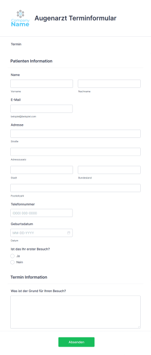 Augenarzt Terminformular