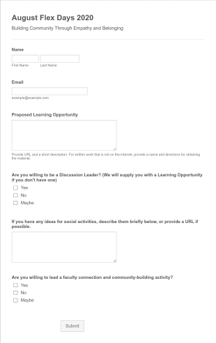 August Flex Days 2020 Form Template