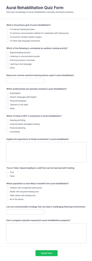 Aural Rehabilitation Quiz Form Template