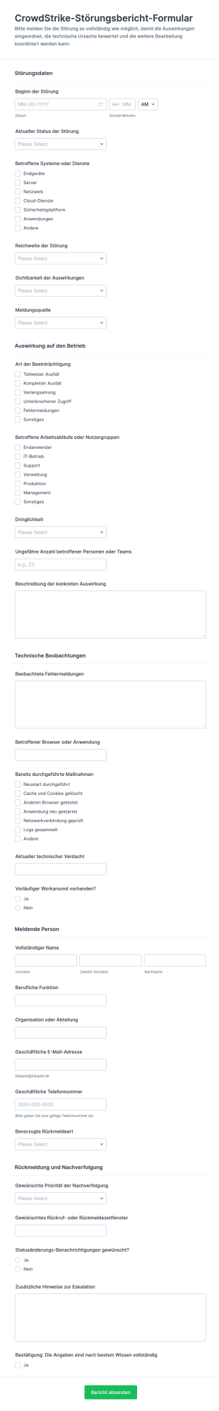 Ausfallbericht Für CrowdStrike Umfrage