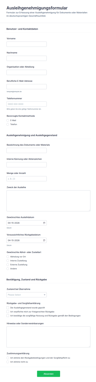 Ausleihungsfreigabe Formular